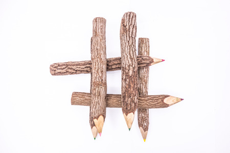 colored pencils wooden isolatedの写真素材