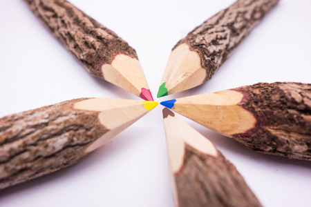 colored pencils wooden isolated brainstorm conceptの写真素材