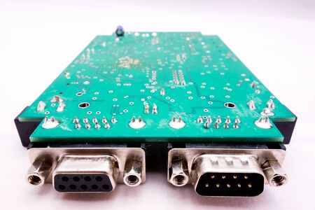 Green PCB circuit with white background