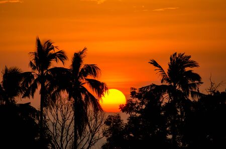 The sunrise with sky in twilight period shilouetteの写真素材