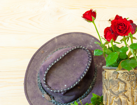 valentine rose with wood backgroundの写真素材