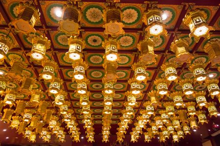 The China lamps attached on the roofの写真素材