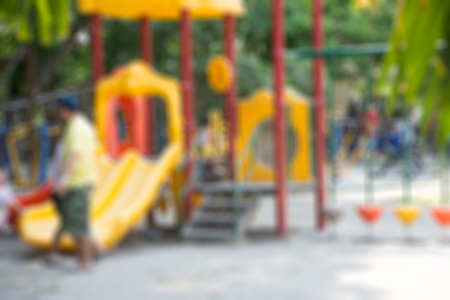 Defocused and blurred image for background of children's playground,activities at public parkの写真素材