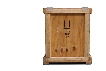 Wooden crate, isolated on a white background.の写真素材