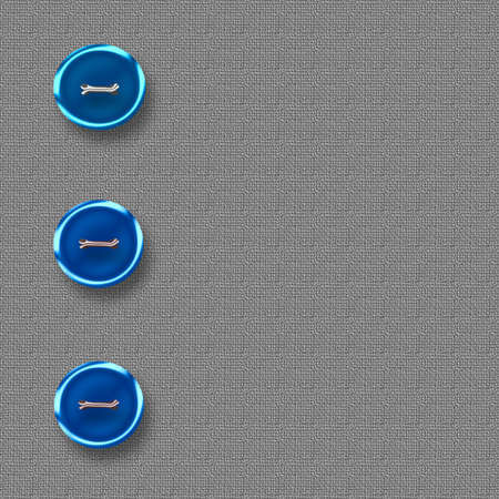 big blue  buttons on gray tweed material illustrationの写真素材