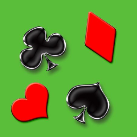 card game symbols on green   background  abstract art