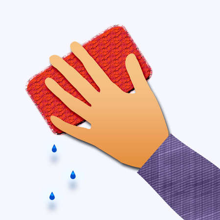 hand at work washing up with a spongeの写真素材