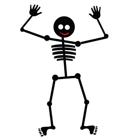 friendly dancing skeleton for Halloween  black and white の写真素材