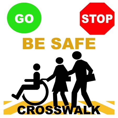crosswalk safety pedestrians and red green stop go signs illustrationの写真素材