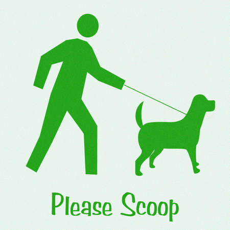dog and master please scoop poster illustrationの写真素材