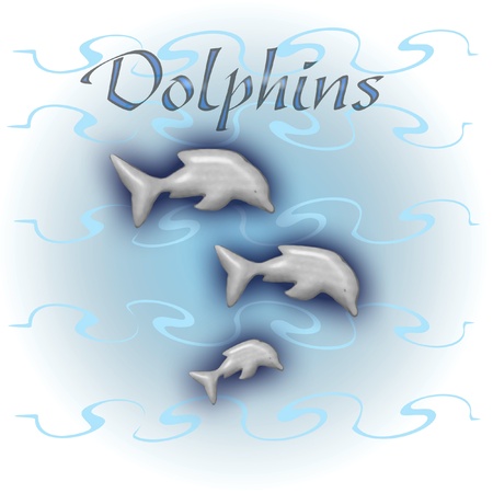 dolphin family playing in the surf  illustrationの写真素材