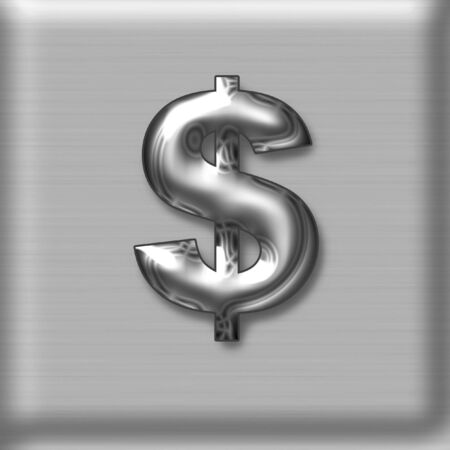 silver money symbol on matte metal background illustration