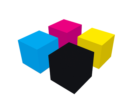 CMYK cubes illustrationの写真素材
