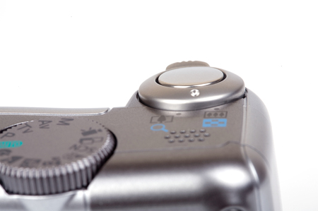Digital camera release button close up.の写真素材
