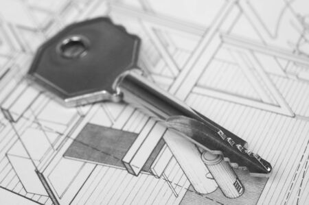 Home plan and key. Background printed home plan