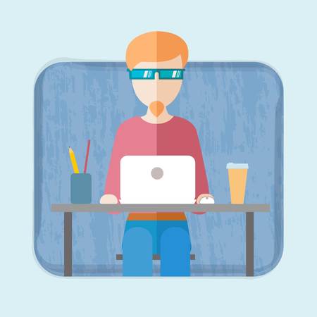 flat hipster working space vector iconのイラスト素材