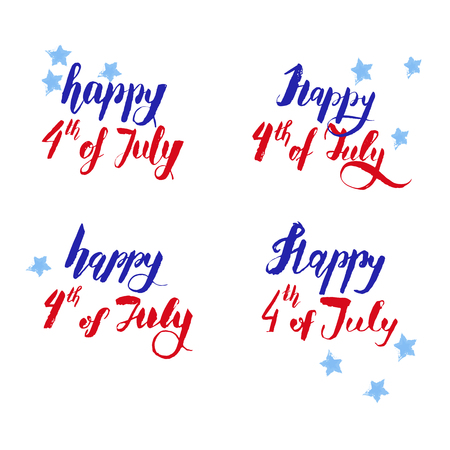 Happy 4th of july vector lettering in four grunge types.のイラスト素材