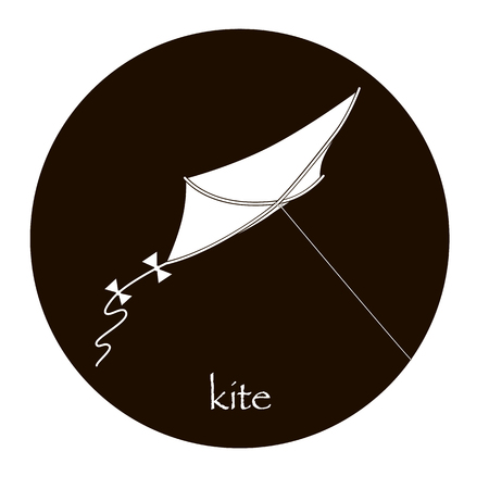 Flat black and white kite logo round icon. Vector illustrationのイラスト素材