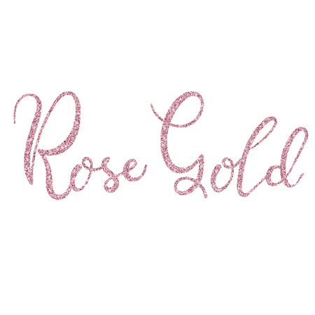 Rose gold glitter lettering isolated on white, hand written vector typeのイラスト素材