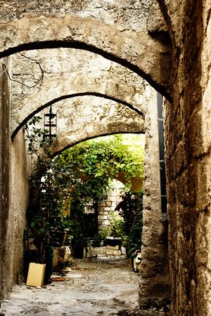 Medieval street in Old city of Rhodes island. Greece