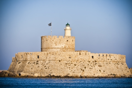 Saint Nikolas Fortress, Mandraki harbor, Rhodes, Greeceの写真素材