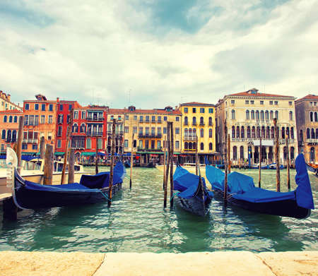 Foto de Beautiful quay with gondolas in Venice, Italy - Imagen libre de derechos