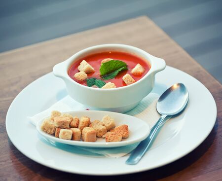 Traditional Spanish dish gazpacho, Spainの写真素材