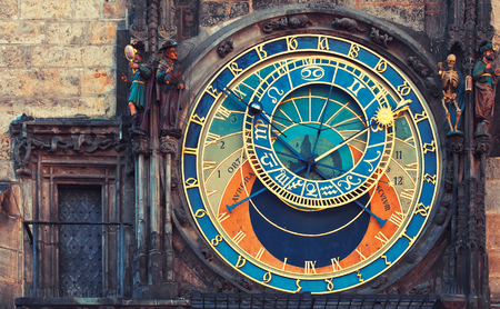 Astronomical clock in Town Hall in Prague, Czech republicの写真素材