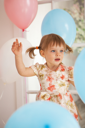 Birthday of little beautiful girlの写真素材