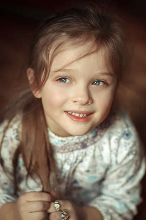 Sweet little girl closeup portraitの写真素材