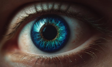 Gazing Into the Cosmic Eye reveals a universe within, colors and lights intertwining. AI Generatedの素材