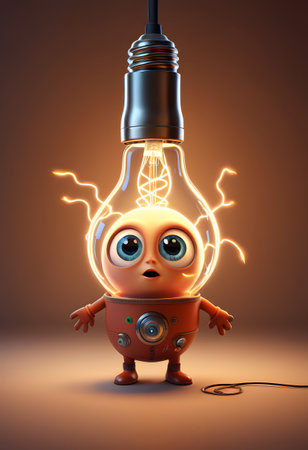 a cartoon character with a light bulb on his head . High qualityの素材