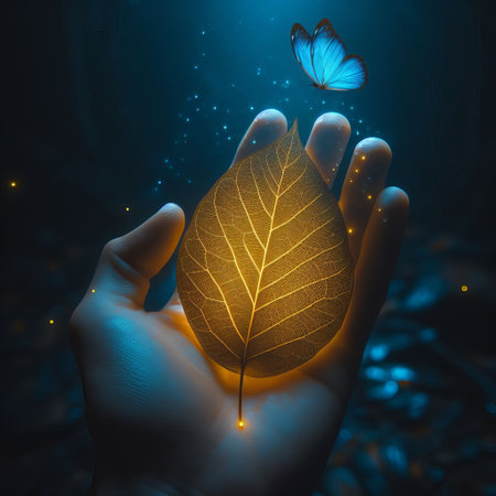 Hands holding a smartphone with icons of social media and digital interaction flowing out, highlighted by a blue glow.. AI Generationの素材