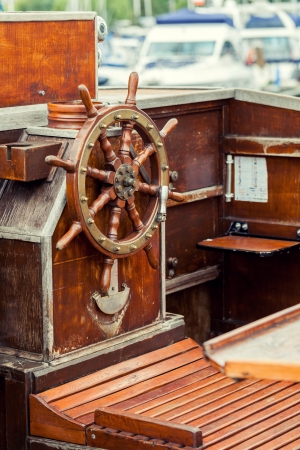 helm of sailing boatの写真素材
