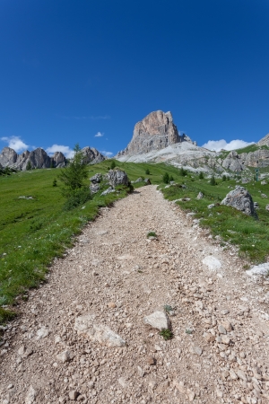 Mountain paths and majestic views of the Dolomites - Italy の写真素材