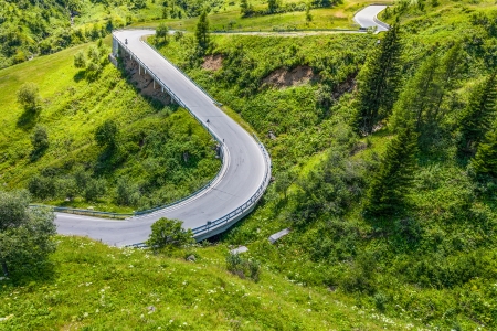 View of mountain road - Dolomitesの写真素材