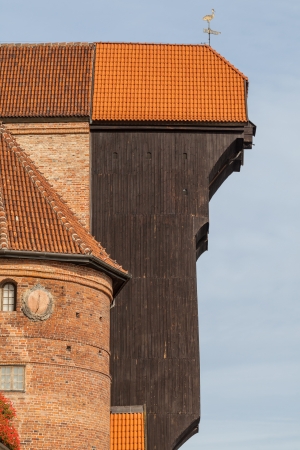 The historic port crane in Gdansk, Poland の写真素材