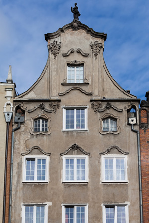 Facade of historic building in the old town in Gdansk の写真素材