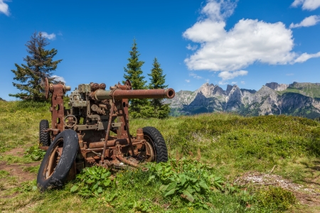 Rusty cannon from the war in the Dolomites, Italyの写真素材