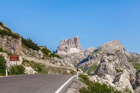 Road on the the pass Valparola - Italyの写真素材