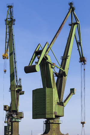 Historical cranes in the shipyard in Gdansk - Polandの写真素材