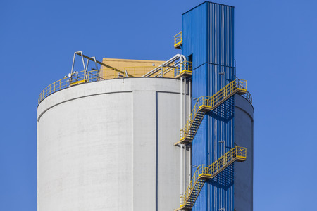 The stairs to the top of the big siloの写真素材