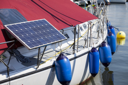 Solar panels on the yachtの写真素材