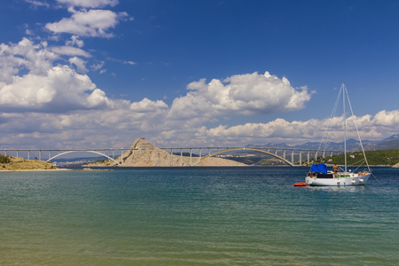 The bridge to the island of Krk seen from the bayの写真素材