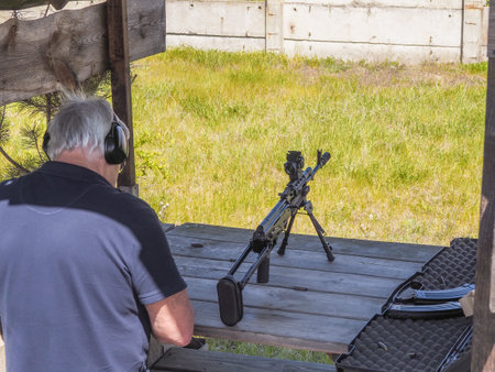 Man trains shooting at open shooting range