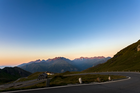 Dangerous and winding road in the high mountainsの写真素材