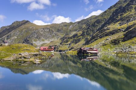 Glacier lake in the Fagaras Mountainの写真素材