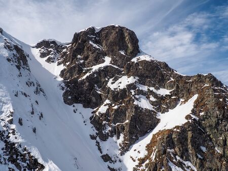Snow in the  high mountainsの写真素材
