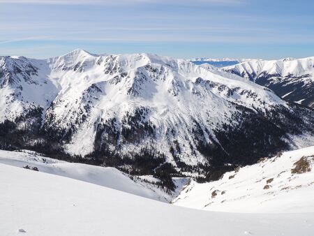 Snow in the  high mountainsの写真素材