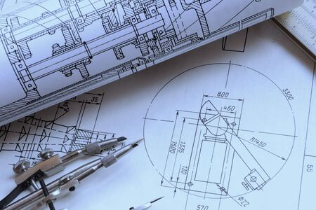 Detail of a drawing, and drawing toolsの写真素材